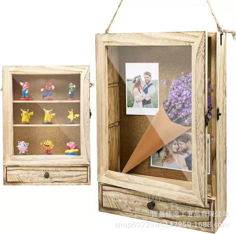 Cross-Border Wooden Three-Dimensional Figurine Photo Box, Wall-Mountable, Preserved Flower and Dried Flower Photo Frame Box, Medal Collection Box, Shadow Box Cross-Border Wooden Three-Dimensional Figurine Photo Box, Wall-Mountable, Preserved Flower and Dried Flower Photo Frame Box, Medal Collection Box, Shadow Box