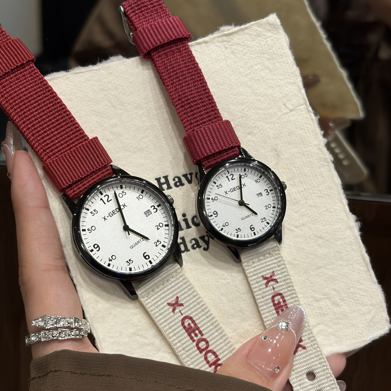 Exam Watches for Men and Women, Suitable for Middle and High School Students, New Model, Only Shows Time, Quartz Watch with Canvas Strap, High Aesthetic Value, Dropshipping Available