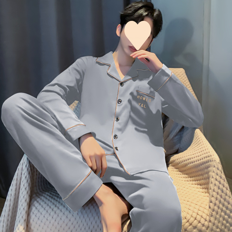남성 잠옷 신작 가을 긴팔 정장 봄, 가을 대형 새 스타일은 핫 스타일 하이 엔드 캐주얼 홈웨어 외부에 착용 가능