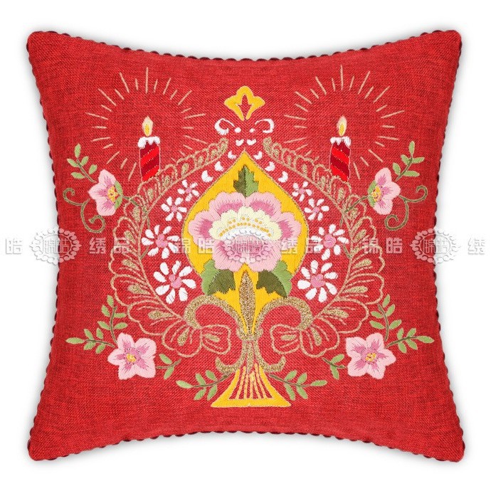 Fábrica al por mayor de color de impresión bordado de la cinta hecha a mano DIY paquete de material cojín funda de almohada flor frente mariposa volando doble platillo Flying dance