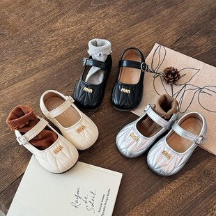 Girls' Leather Shoes Small Xiangfeng Princess Shoes Spring and Autumn New Style Ladyshoes Girls Korean Style Single-layer Shoes Baby Shoes Soft