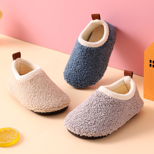 Velvet children's men's and women's floor socks and shoes baby's non-slip soles thickened autumn and winter new cotton shoes indoor home cotton slippers
