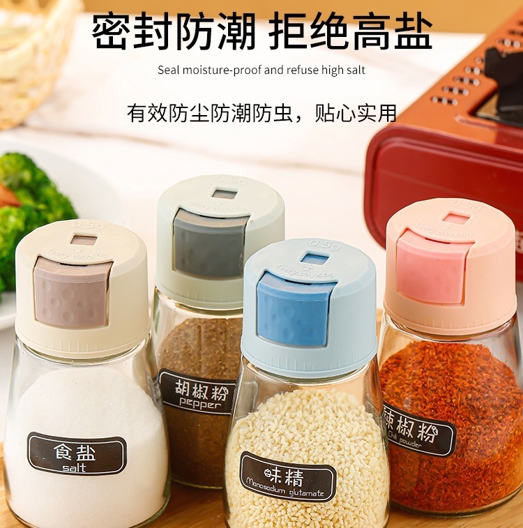 Glass Seasoning Shaker Jar Set 4 Pack Hexagonal Salt Pepper Spice Dispenser Modern Kitchen Storage key features