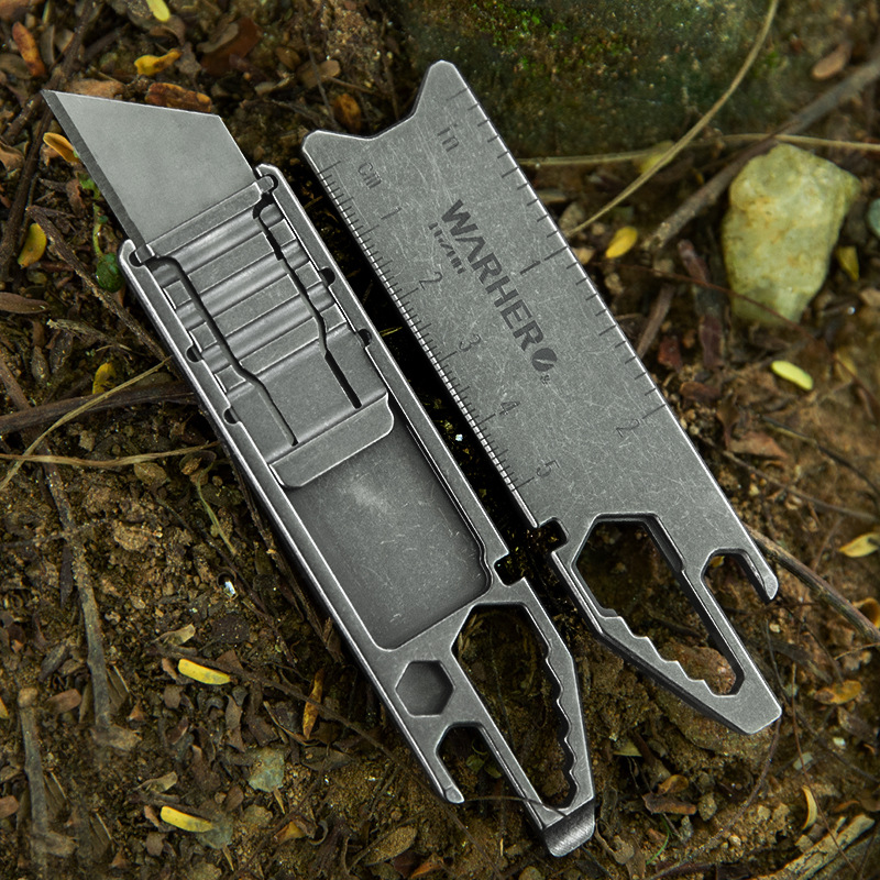 Aleación de titanio cuchillo de escalera multifuncional EDC arte cuchillo de autodefensa táctico cuchillo de cuero cortador de papel desembalaje dispositivo papel pintado cuchillo