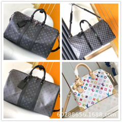 新しい m lv メンズバッグレディースバッグトラベルバッグブラックウォリアー出張バッグ搭乗バッグハンドバッグ白三色バッグトラベルバッグ