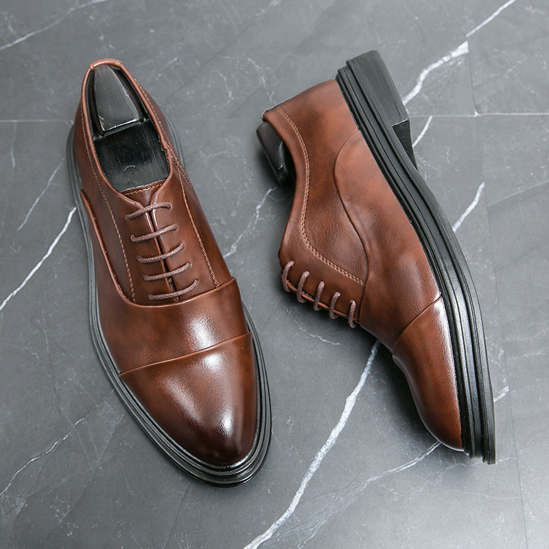 Zapatos de cuero transfronterizos de hombre grandes zapatos de cuero de moda de costura baja correa de punta punta zapatos de negocios casuales zapatos de derby para hombres