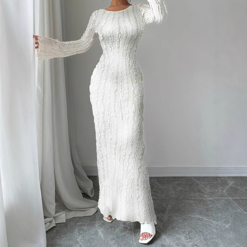 2025 European and American Sexy Hot Girl Lace Long-Sleeved Dress Pure Lust Style Slim Fit Revealing Backpack Buttocks for Women 2025 European and American Sexy Hot Girl Lace Long-Sleeved Dress Pure Lust Style Slim Fit Revealing Backpack Buttocks for Women