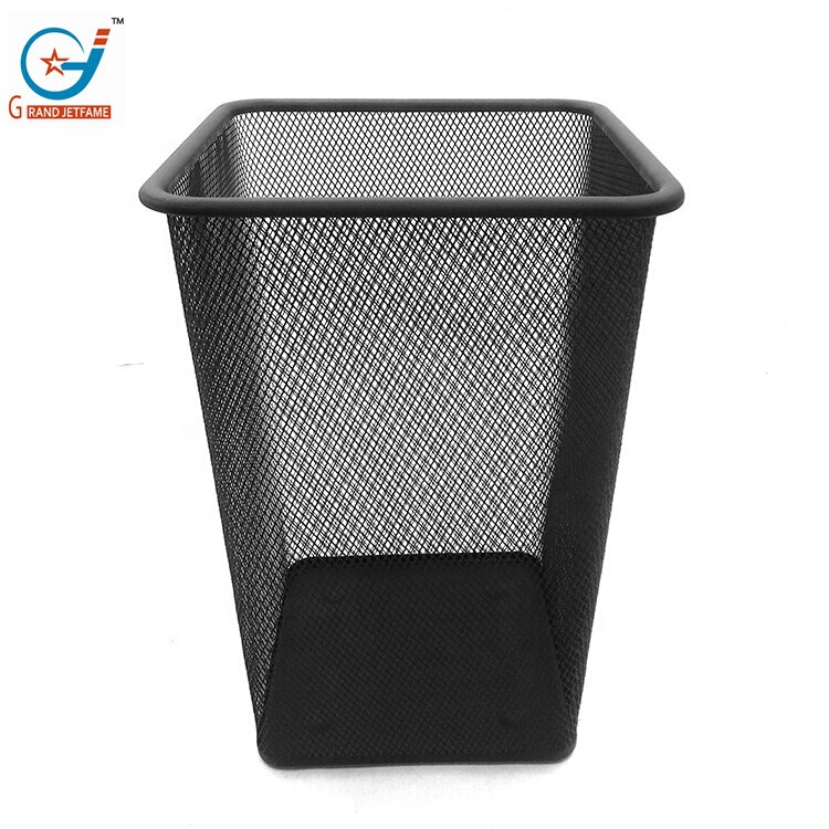 21.5 square outdoor garden trash can trash can black pop-up open top metal wire mesh garbage
