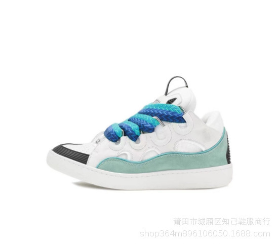 Putian Langfan hombres y mujeres costura de cuero con cordones CURB zapatos casuales deportivos zapatillas de deporte retro zapatos de papá nuevos transfronterizos