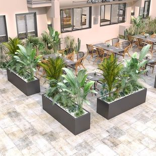 Outdoor Stainless Steel Flower Box Shopping Mall Flower Pot Square Store Courtyard Combination Flower Trough Outdoor Stainless Steel Flower Pile