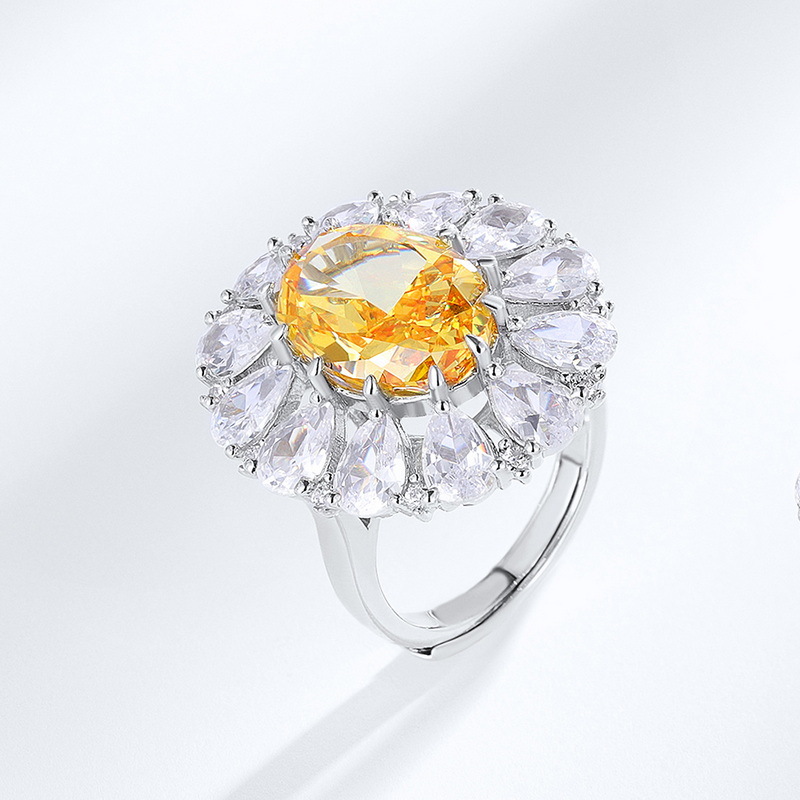 Wilsheng 2022 nuevo S925 plata en forma de huevo aguamarina anillo de hielo flor corte alto carbono diamante anillo de moda de lujo