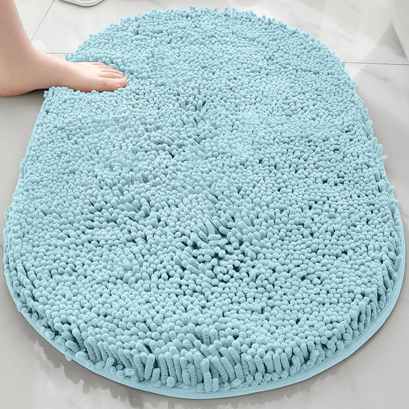 Alfombra absorbente de baño de chenilla ovalada Alfombra de pie de puerta de baño Alfombra antideslizante de entrada de baño Alfombra de dormitorio
