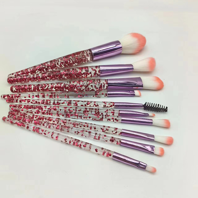 10 pinceles de maquillaje traje conjunto completo cristal transparente arenas movedizas cebolla en polvo herramientas de belleza cepillo suelto cepillo de sombra de ojos al por mayor