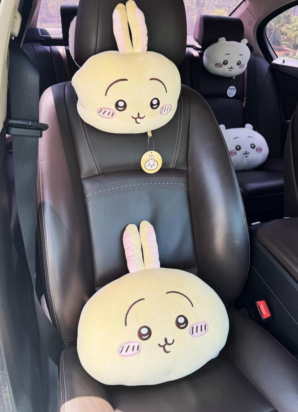 Cartoon Cute Ji Yi Plush Car Headrest Neck Pillow Seat Cushion Lumbar Support Car Interior Decoration