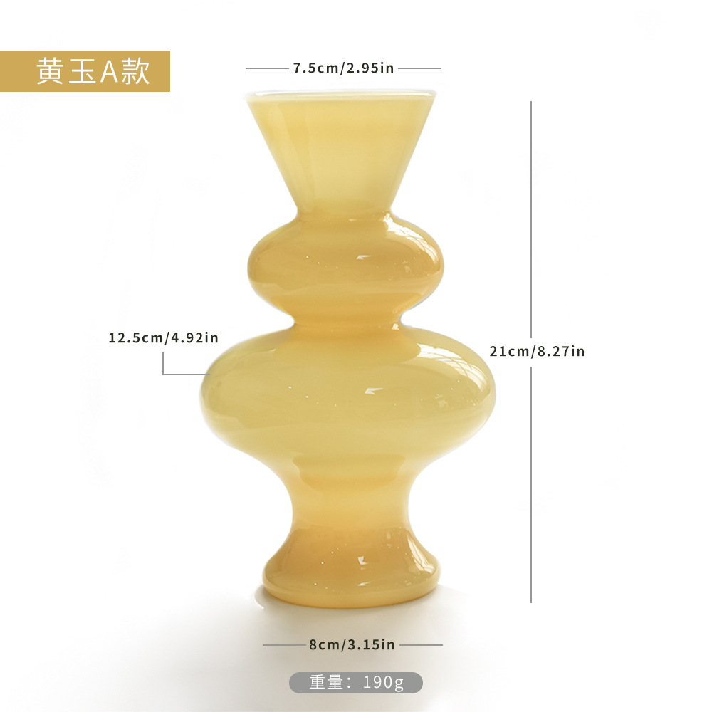 Nuevo jarrón de vidrio chino medieval de alto valor visual francés flor seca hidroponía arreglos florales decoración del hogar retro ornamentos