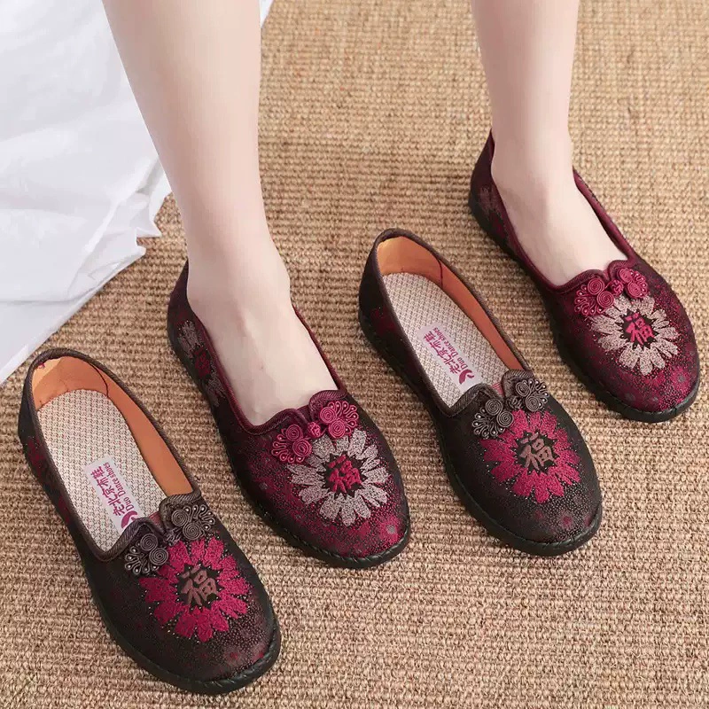 老北京布鞋 Breathable shoes for mother, soft sole, plus size, for middle age