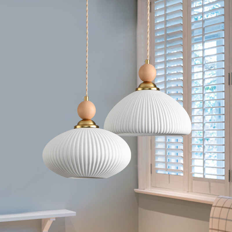 Retro minimalista lámpara de red crema viento nórdico dormitorio mesa de comedor pasillo lámpara de bar lámpara de cerámica