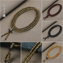 绿檀檀香木竹节手串108颗多圈紫光檀佛珠檀木念珠文玩饰品男女