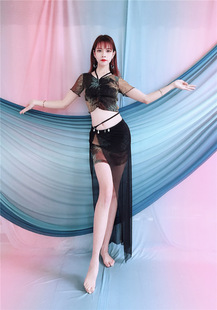 Baiya Qianhui Belly Dance Clothing 2025 Spring and Summer Printed Short-Sleeved Suit Oriental Dance New Children's Performance Clothing for Women