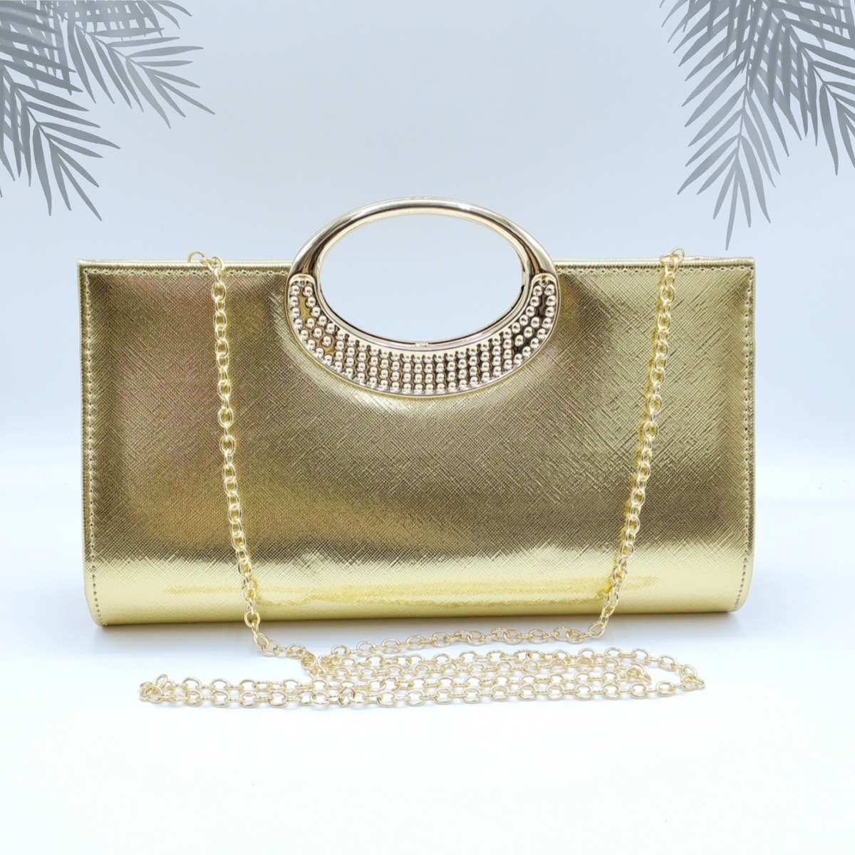 2025 New Glossy Leather Diamond-Encrusted Women's Evening Bag Fashion Crossbody Bag Luxury Clutch Bridal Bag - Thumbnail 3