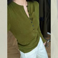 韩系半开领羊毛针织衫内搭上衣女秋冬穿搭高级感短款v领打底毛衣