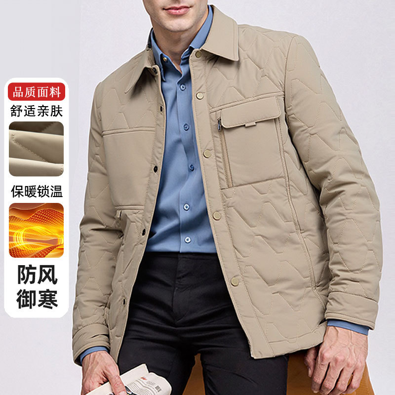 Chaqueta de Algodón Acolchada Corta para Hombre de Poliéster Térmica y Cortavientos para Invierno