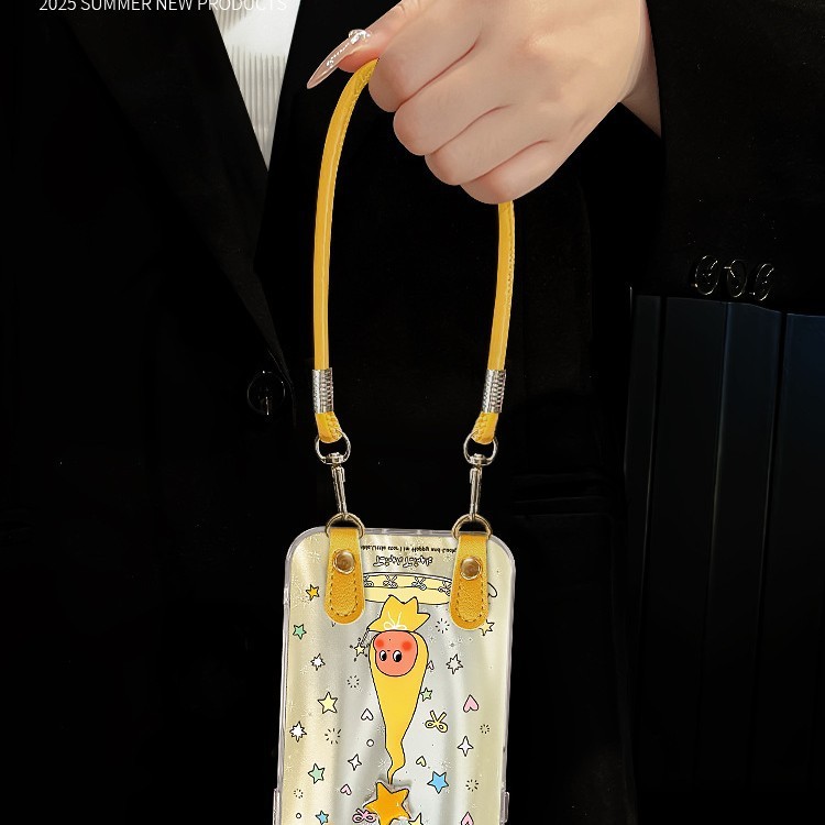 卡通星星人挂绳适用苹果15手机壳iphone16promax网红13闪钻镜头膜|undefined