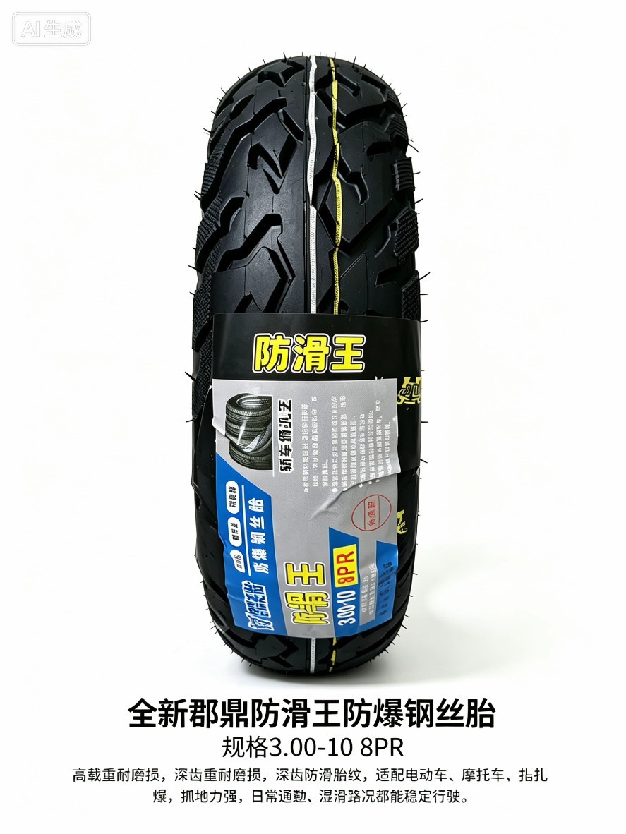 Brand new 300-10 steel wire explosion-proof vacuum tire, anti-slip, wear-resistant, thickened with eight layers, bulk discounts available, electric vehicle tire