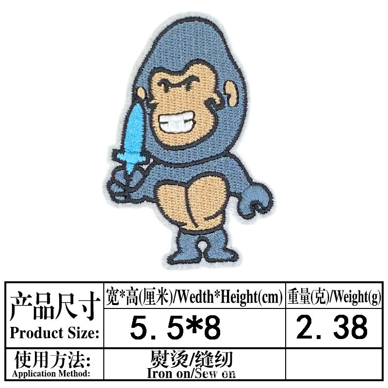 Bordado Velcro dibujos animados animal frito bolsa de medicina con cuchillo humor moral táctico parche de tela insignia bolsa tapa Decoración