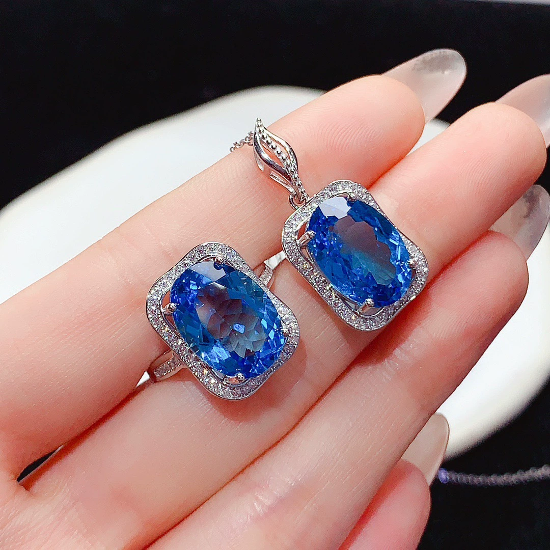 Кольцо с швейцарским голубым топазом, комплект из стерлингового серебра 925 пробы, элегантные высококачественные цветные ювелирные изделия, женские ювелирные изделия, оптовая продажа