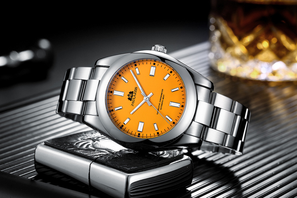 Automatic mechanical luminous steel band red yellow blue green colorful men's watch AUTOMATIC WATCH_voghion.com