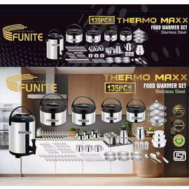 FUNITE新款135PCS不锈钢保温锅奶茶桶套装热销非洲LunchBotSets