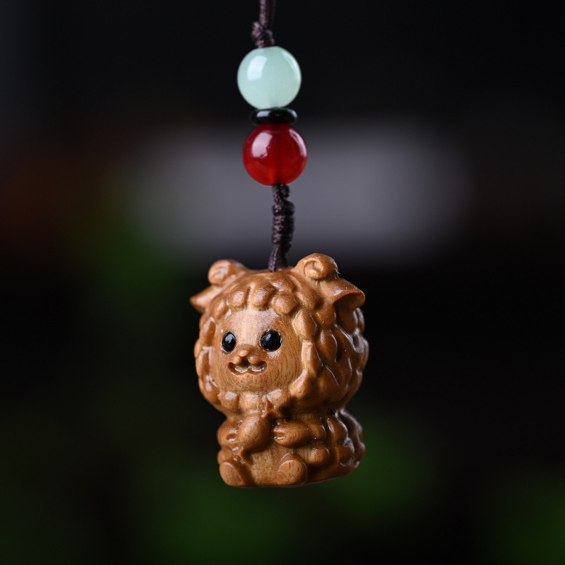 崖柏十二生肖中式百款紫檀香汽车钥匙扣可爱包包手机挂件吊坠|undefined