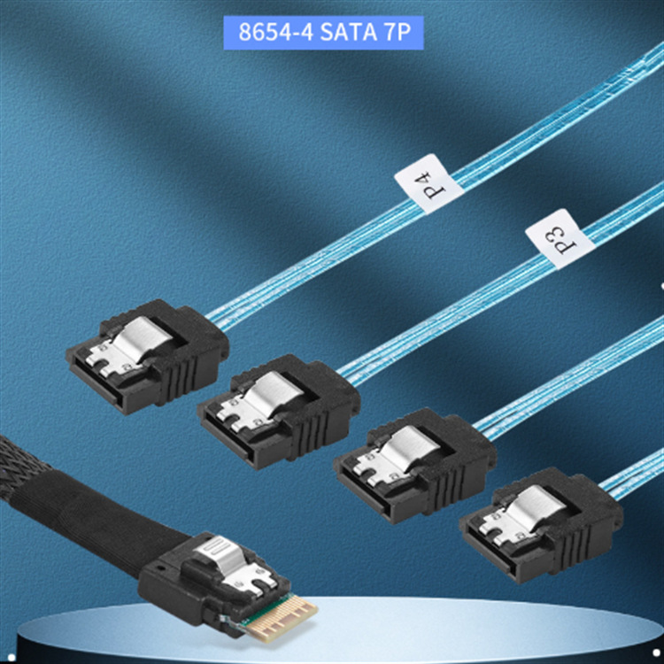 SFF-8654对4 SATA 7Pin服务器磁盘阵列连接线SF-103内置Slim SAS