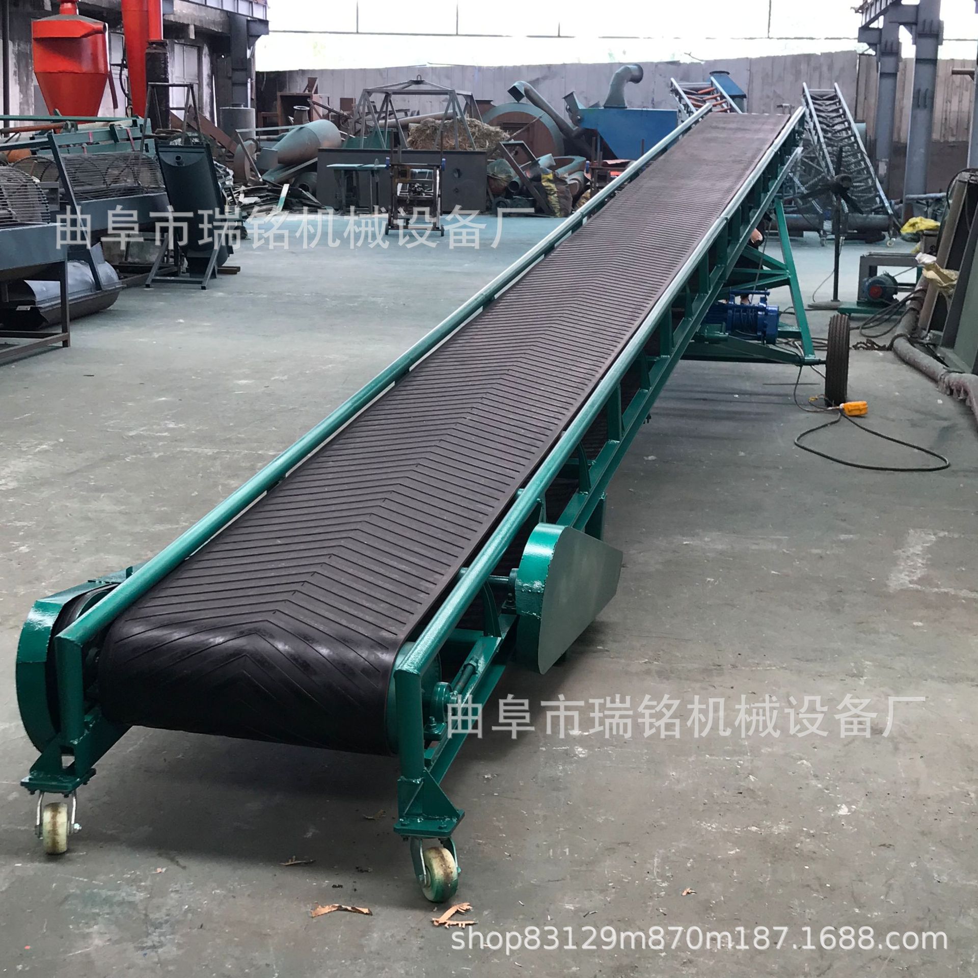 集装箱输送机裙边加格挡带式输送机TGFF PVC糙面鸡粪装车输送机8