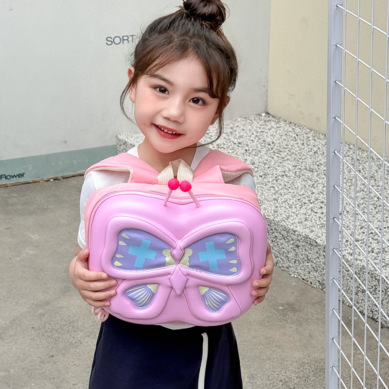 Mochila de jardín de infantes para bebés, linda mariposa, cáscara de huevo ligera, mochila para niños y niñas, mochila para niños nueva