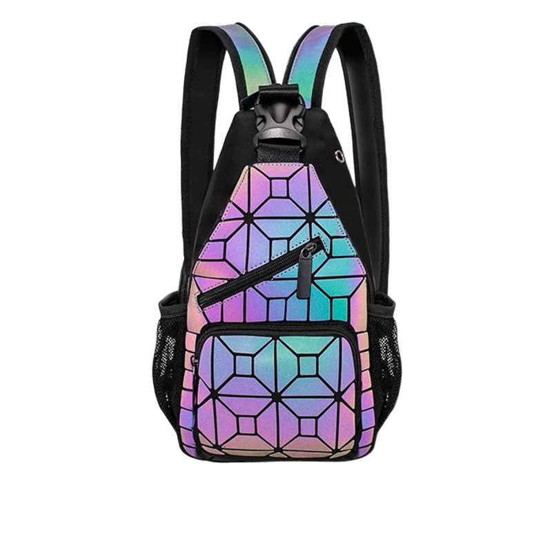 Crossbody Bag for Men and Women 2024 New Fashion Versatile Waist Bag Laser Geometric Chest Bag Outdoor Reflective Waist Bag