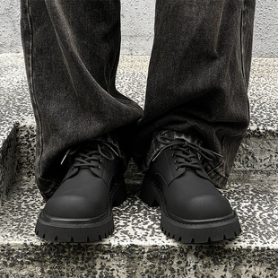 Big Toe Leather Shoes Men's Sense Matte Frosted Big Toe Platform Increased Retro British Style Casual Derby Shoes 66325-J