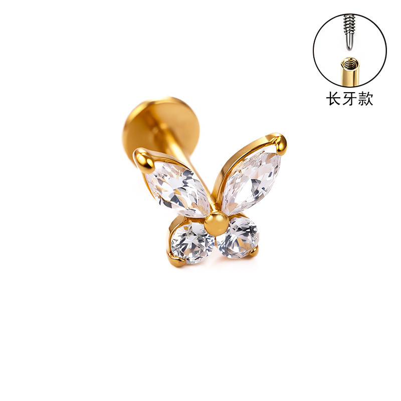 F136 Titanium Alloy Ear Studs Carved Long Tooth Ear Bone Studs Zirconia Lip Studs G23 Titanium Body Piercing Jewelry detail image 24