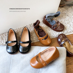 Korean style girls' small leather shoes spring and autumn new children's single shoes shallow mouth baby princess shoes soft bottom baby girl's grandma shoes trendy