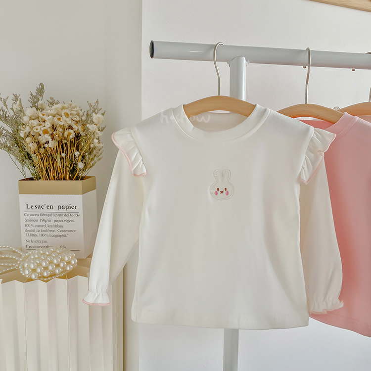 春秋新款嬰兒打底衫白色4粉色女寶寶長袖T恤1歲女寶上衣0011