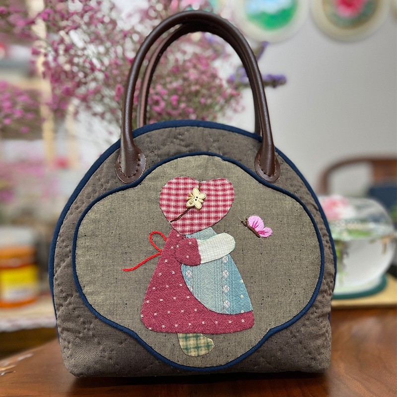 Bolso de las mujeres 2023 nueva moda estilo coreano bolso de las mujeres Lu bordado DIY Kit hecho a mano portátil curvo bolsa grande
