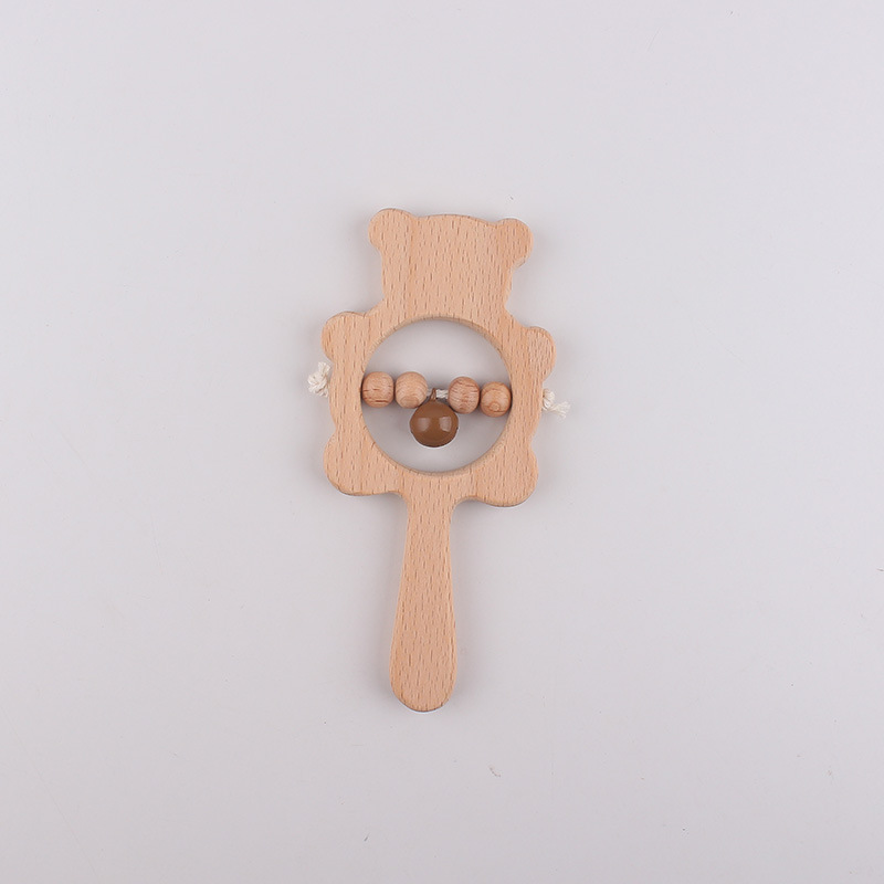 Bebé recién nacido beech animal oso campana calmar goma de plástico infantil puzzle manual agarrar juguete campana