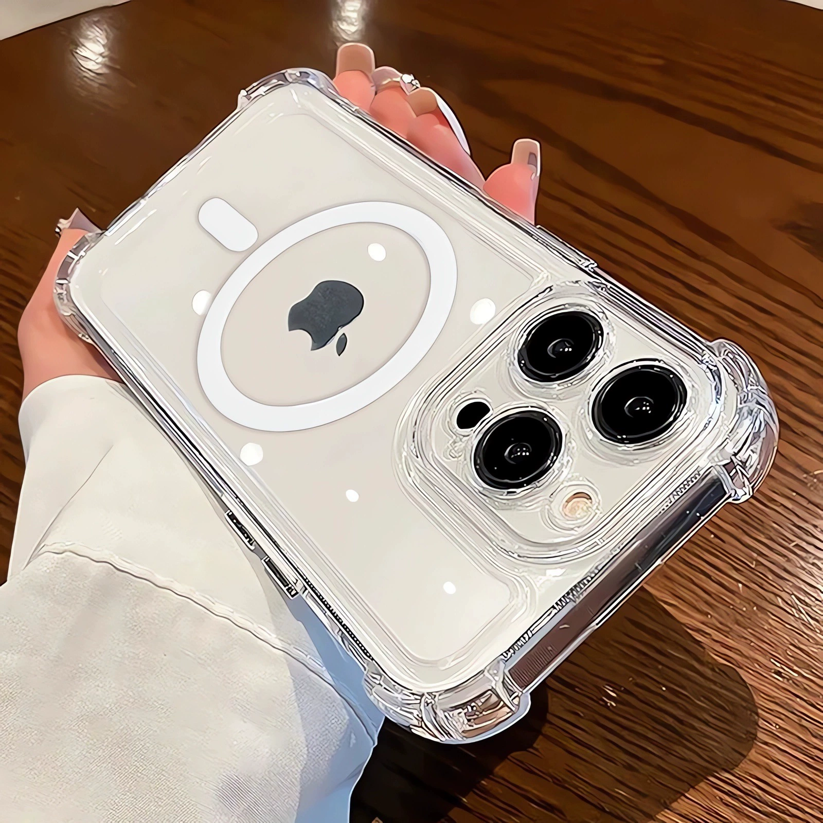 Прозрачный защитный чехол с усиленными углами (Apple) для iPhone 11–16, совместим с MagSafe, защита от падений
