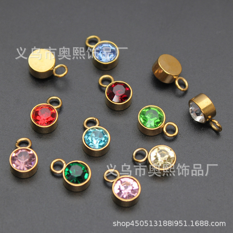 Birthstone Pendant diy Jewelry Accessories Simple Guardian Stone Birthstone Detachable Buckle Lock Bone Chain Bracelet Pendant