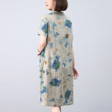 碎花连衣裙夏季女胖mm春装长裙2025新款宽松中年大码遮肚棉麻裙子