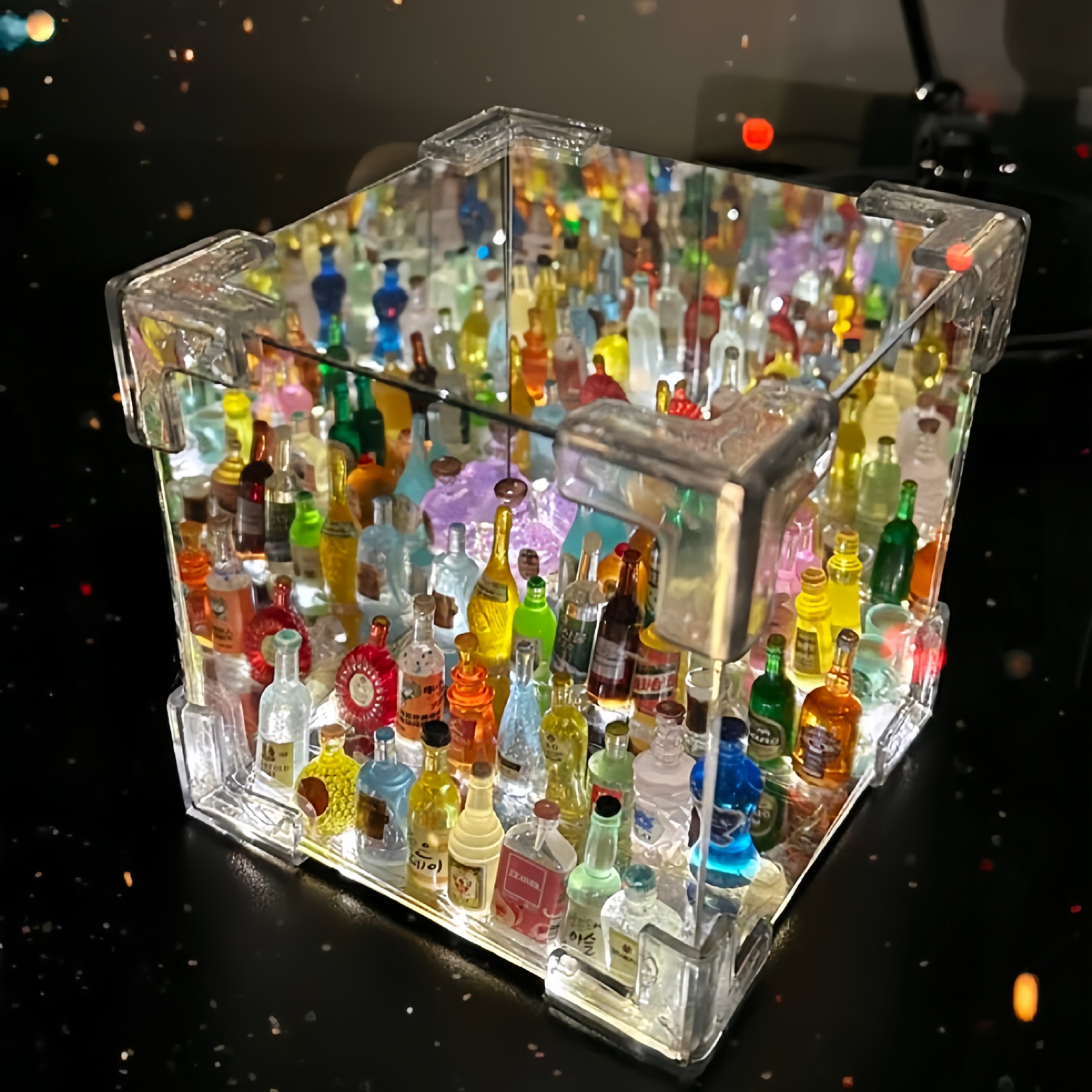 Botella de vino Cubo de Rubik Luz de noche Espejo Paquete de material de bricolaje hecho a mano Regalo creativo Regalo de cumpleaños 520 para amigos y amigas