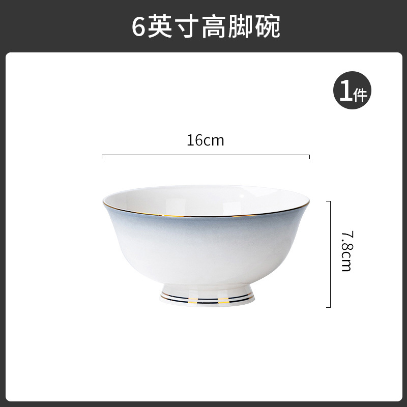 Tangshan tazón doméstico nuevo tazón de fideos hueso porcelana cubiertos sopa tazón de pintura dorado color gradiente puede microondas tazón de cerámica