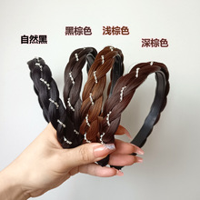 网红款水钻麻花辫假发发箍女士手工编发鱼骨辫头箍高颅顶头饰发饰
