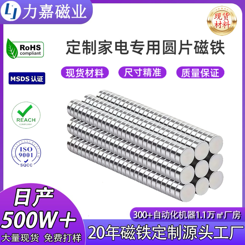 Customized Ndfeb Multi-Specification Round Punched Magnets Special High Temperature Resistant Round Magnets for Household Appliances and Table Lamps